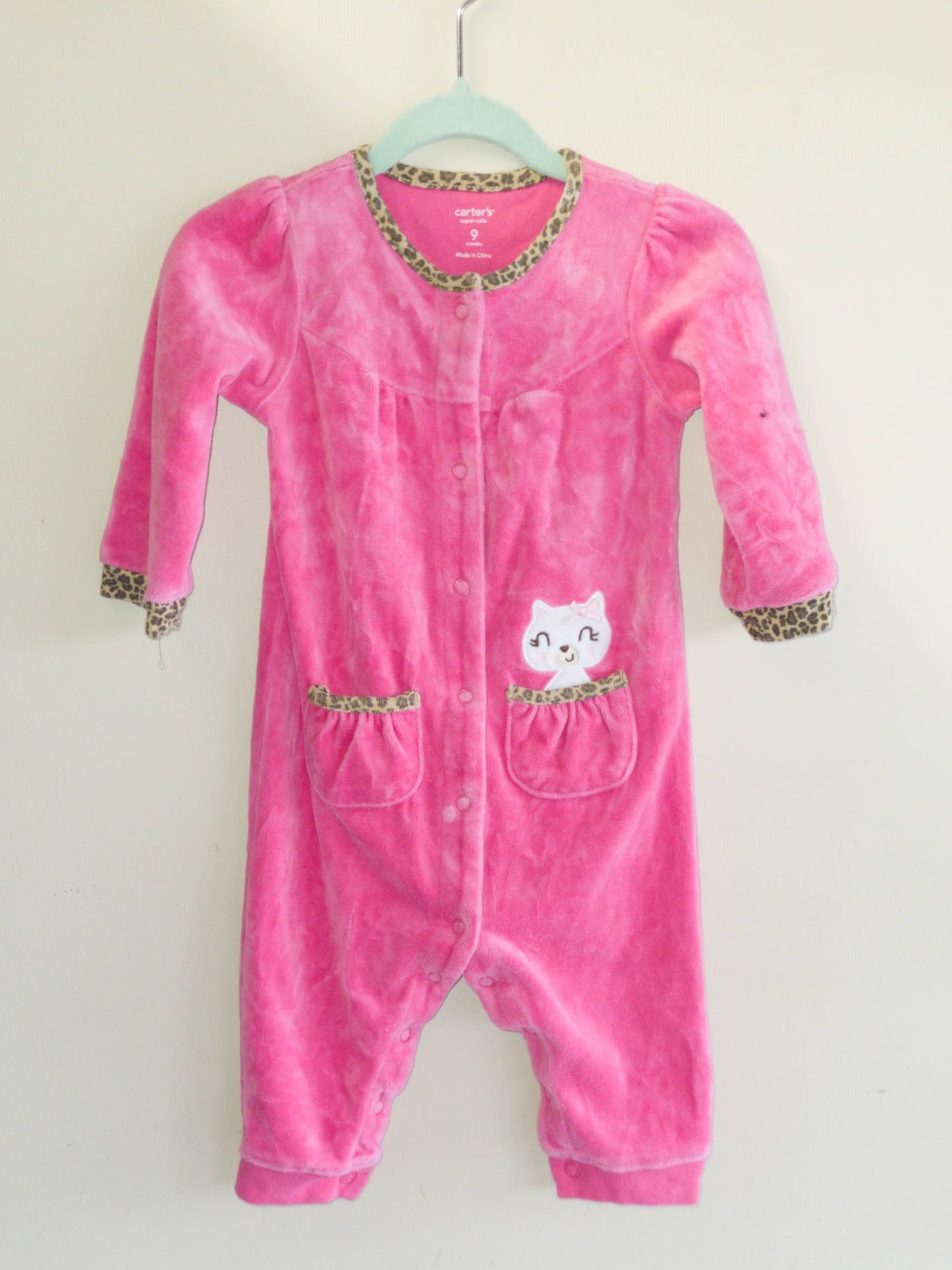 Velour & Leopard jumpsuit (9mnths)